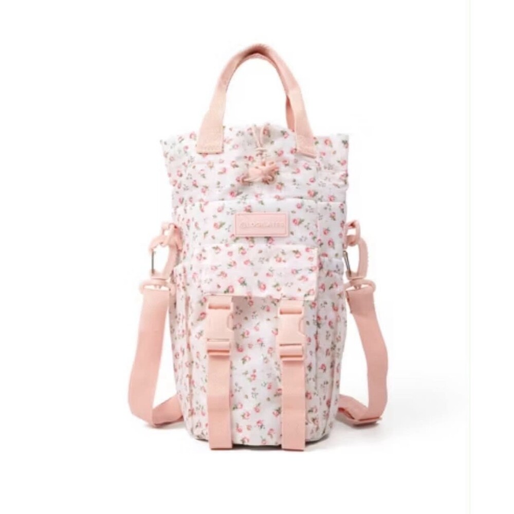 Blogilates Water Bottle Sling Pink Gingham Carrier Bag Adjustable Strap